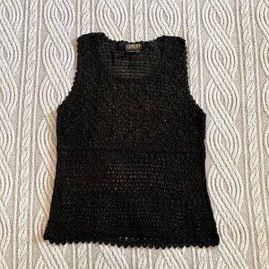 Black Vintage Crocheted Camisole Shell Size Large